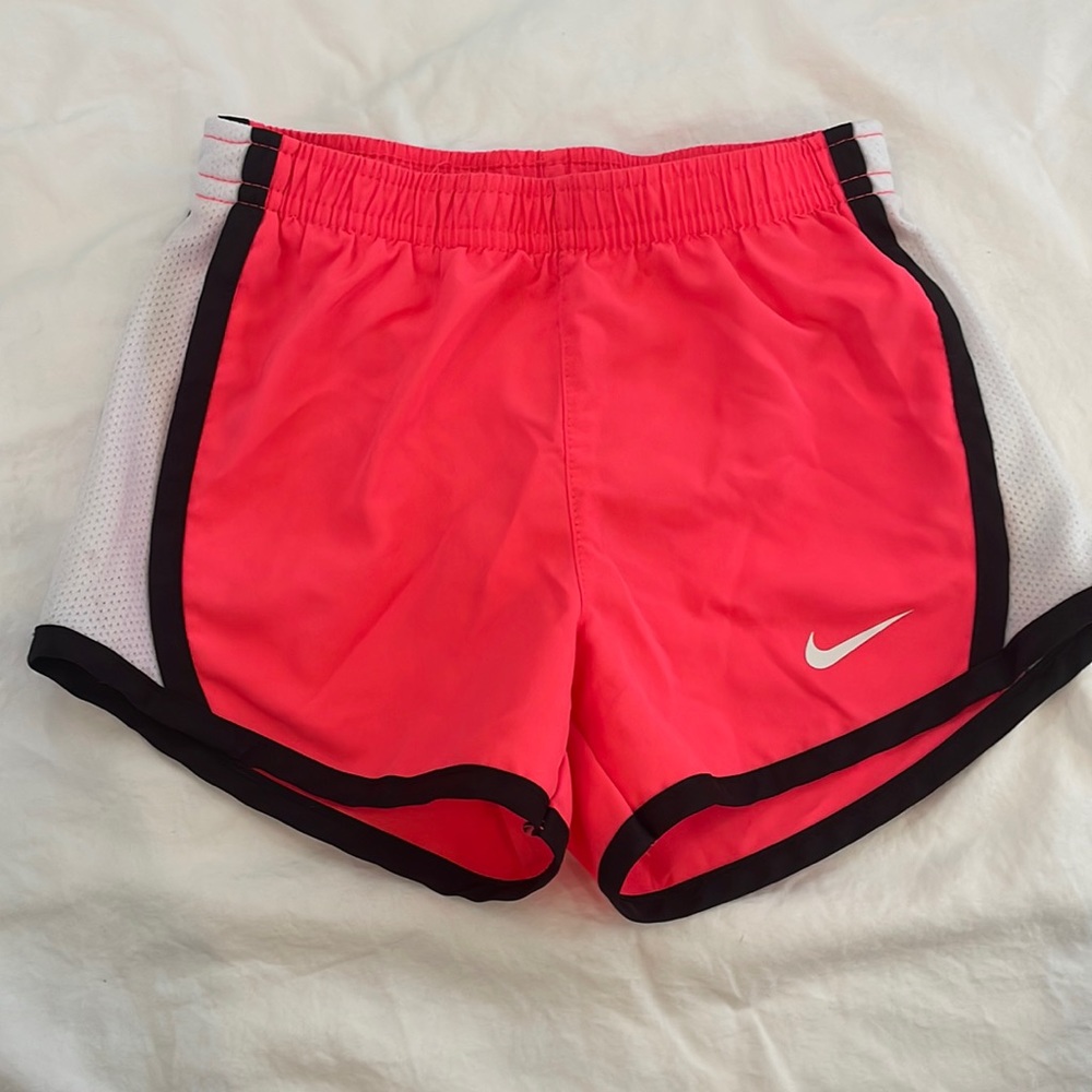 Little girls Nike dry fit shorts. No stains. Hot pink, black and white